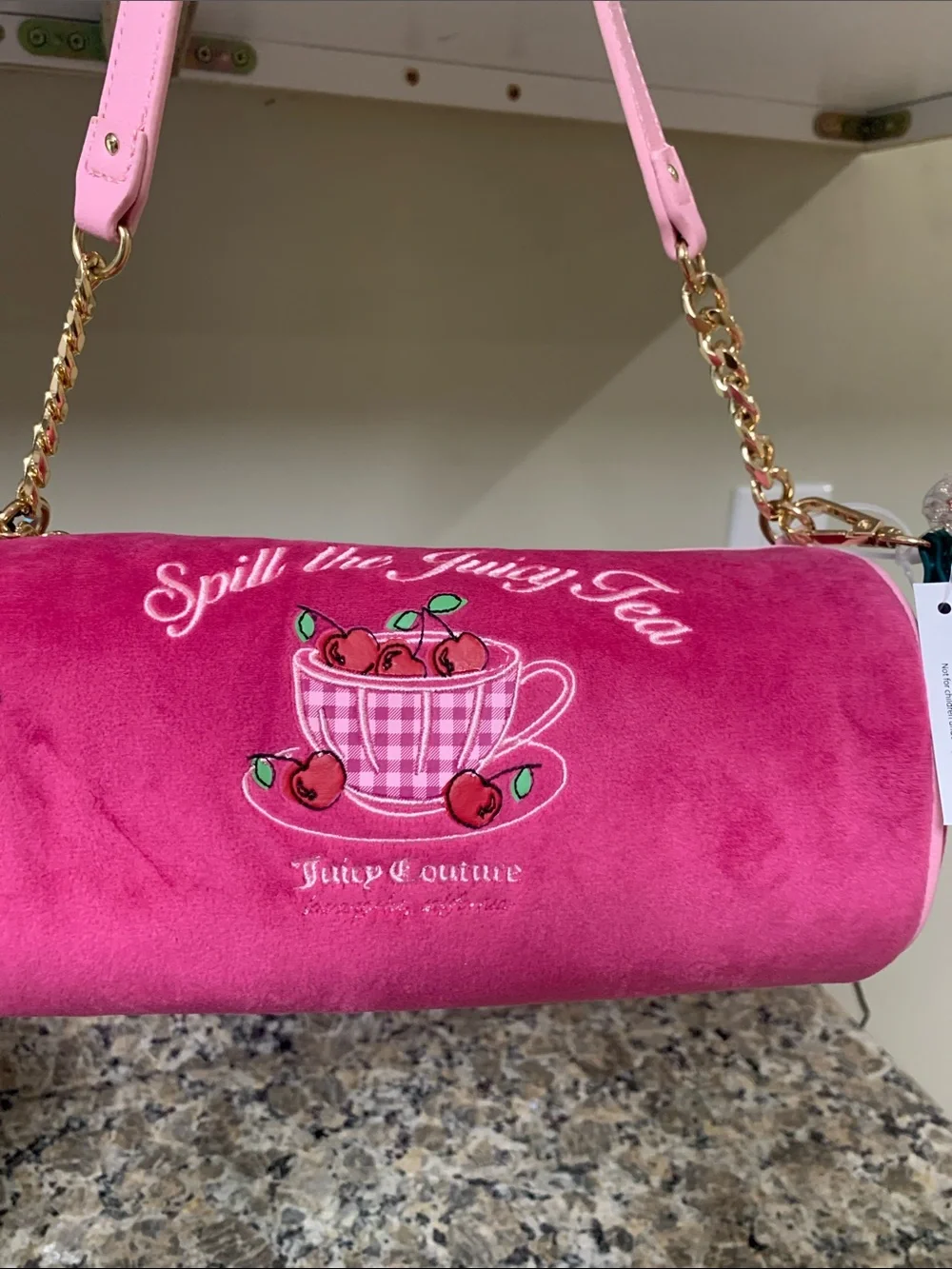 Juicy Couture Pink 'Spill the Juicy Tea' Barrel Tote
